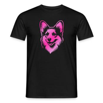 Corgi dessin tête de chien rose - T-shirt homme - noir - Devant - AI Model Male 178 light (178cm)