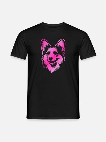 Corgi Drawing Dog Head Pink - Men's T-Shirt - black