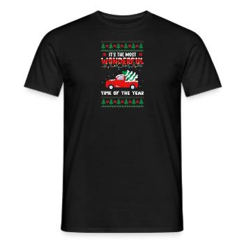Conception du logo rétro de Noël - T-shirt homme - noir - Devant - AI Model Male 178 light (178cm)