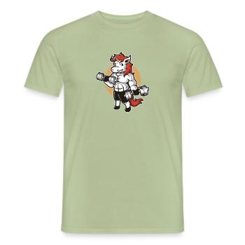 Unicorn Muscular Hanteln - Männer T-Shirt - Sage - Vorne - AI Model Male 178 light (178cm)