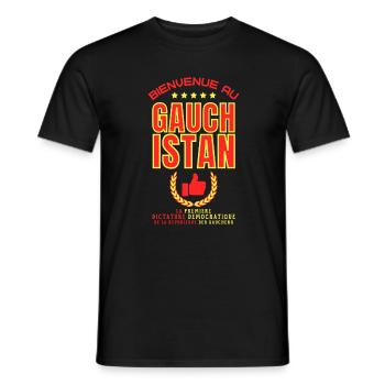 Bienvenue au GAUCHISTAN - Humour Gaucher - T-shirt homme - noir - Devant - AI Model Male 178 light (178cm)