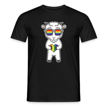 Rainbow - goat with glasses and heart - Men's T-Shirt - black - Front - AI Model Male 178 light (178cm)