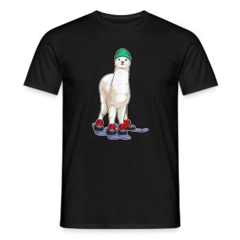 Alpaka Skifahrer Ski Wintersport - Männer T-Shirt - Schwarz - Vorne - AI Model Male 178 light (178cm)