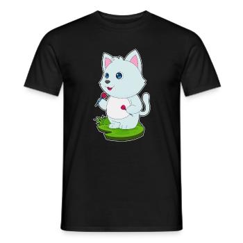 Katze Dart Dartpfeil - Männer T-Shirt - Schwarz - Vorne - AI Model Male 178 light (178cm)