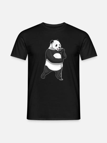 Panda Singer Chant au micro - T-shirt homme - noir
