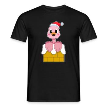 Chapeau de Noël flamant rose - T-shirt homme - noir - Devant - AI Model Male 178 light (178cm)