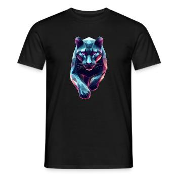 Blue Panther Geometric Origami 3D - Men's T-Shirt - black - Front - AI Model Male 178 light (178cm)