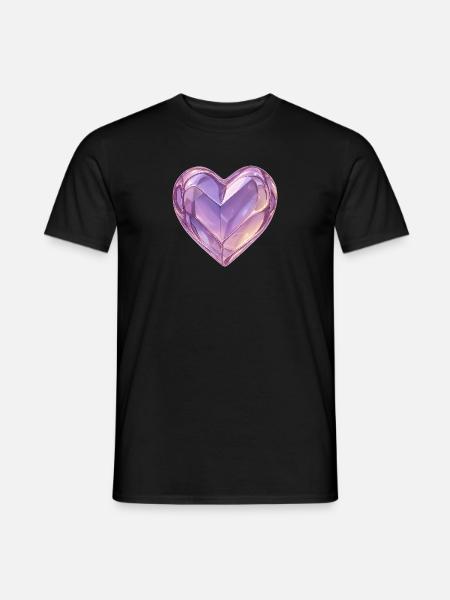 3D Glas Herz Lila - Männer T-Shirt - Schwarz