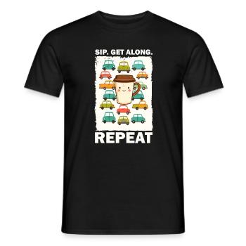 Verspielte Kaffeetasse mit Autos - Männer T-Shirt - Schwarz - Vorne - AI Model Male 178 light (178cm)