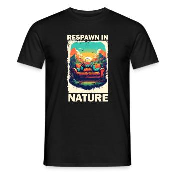 Gaming und Natur im Retro-Style - Männer T-Shirt - Schwarz - Vorne - AI Model Male 178 light (178cm)