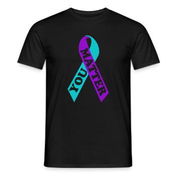 Ruban de sensibilisation au suicide YOU MATTER - T-shirt homme - noir - Devant - AI Model Male 178 light (178cm)