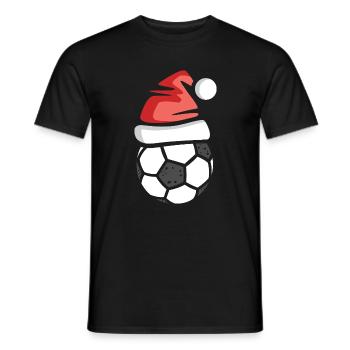 Football de Noël avec chapeau de Père Noël - T-shirt homme - noir - Devant - AI Model Male 178 light (178cm)