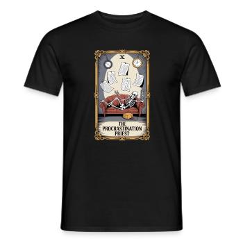 The Procrastination Priest Skelett Aufschieberitis - Männer T-Shirt - Schwarz - Vorne - AI Model Male 178 light (178cm)