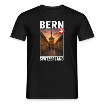 Bern - Männer T-Shirt - Schwarz - Vorne - AI Model Male 178 light (178cm)
