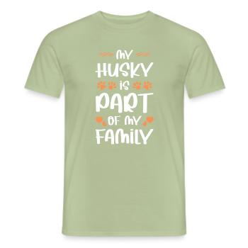 Mon husky fait partie de la famille - T-shirt homme - vert sauge - Devant - AI Model Male 178 light (178cm)