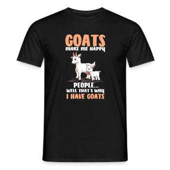 Goats Make Me Happy Quote Artwork - Men's T-Shirt - black - Front - AI Model Male 178 light (178cm)