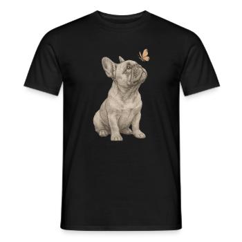 Bouledogue français vintage avec papillon - T-shirt homme - noir - Devant - AI Model Male 178 light (178cm)
