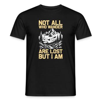 Not all who wander Hiking Mountains Mountaineering - Men's T-Shirt - black - Front - AI Model Male 178 light (178cm)