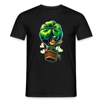 Ballonfahrender Leprechaun (Irischer Kobold) - Männer T-Shirt - Schwarz - Vorne - AI Model Male 178 light (178cm)