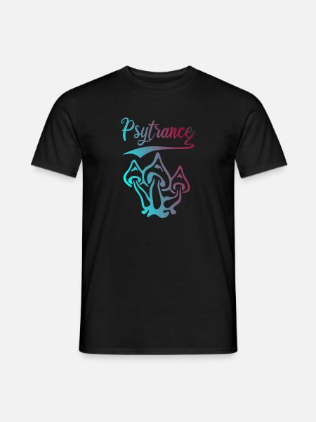 Psytrance Festival Neon Shirt Goa Party Mushrooms - T-shirt męski - czarny