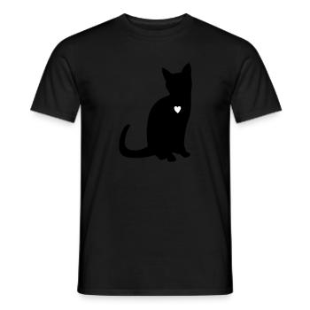 CHAT AUDITIF AVEC COEUR - T-shirt homme - noir - Devant - AI Model Male 178 light (178cm)