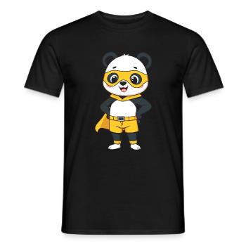 Happy panda as a superhero - Men's T-Shirt - black - Front - AI Model Male 178 light (178cm)