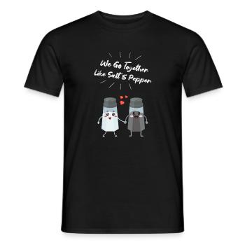 Salt and pepper shaker pair gift for chefs - Men's T-Shirt - black - Front - AI Model Male 178 light (178cm)