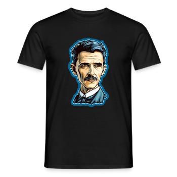 Nikola Tesla - Men's T-Shirt - black - Front - AI Model Male 178 light (178cm)