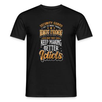Security guard building night shift - Men's T-Shirt - black - Front - AI Model Male 178 light (178cm)