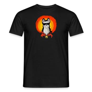 Lama with sunglasses in evening sun meditation - Men's T-Shirt - black - Front - AI Model Male 178 light (178cm)