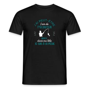 in my head I'm fishing - Men's T-Shirt - black - Front - AI Model Male 178 light (178cm)