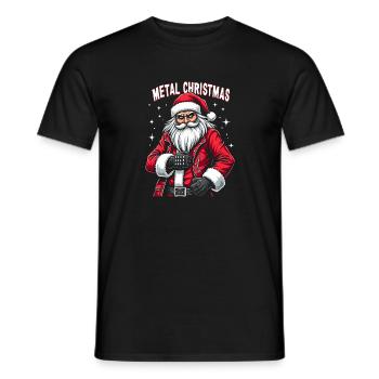 Christmas Metal - Santa's Riff - Men's T-Shirt - black - Front - AI Model Male 178 light (178cm)