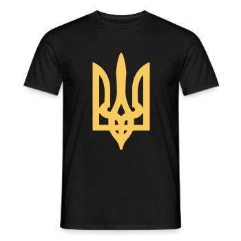 Ukrainische Flagge mit Wappen Gold Ukraine - Männer T-Shirt - Schwarz - Vorne - AI Model Male 178 light (178cm)