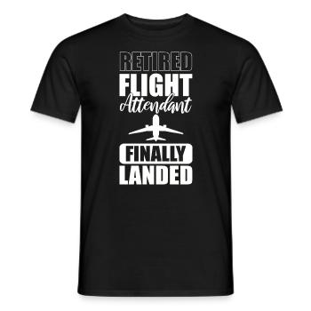 Retired Flight Attendant Finally Landed - Männer T-Shirt - Schwarz - Vorne - AI Model Male 178 light (178cm)