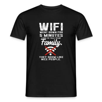 WiFi became funny quote with the family Teen Vid - Men's T-Shirt - black - Front - AI Model Male 178 light (178cm)