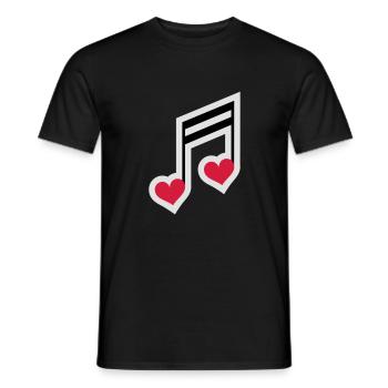 Musiknoten, Herzen, Musik Note, Musiker, Band, Fun - Männer T-Shirt - Schwarz - Vorne - AI Model Male 178 light (178cm)