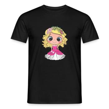 Princesse blonde aux yeux bleus et une robe rose - T-shirt homme - noir - Devant - AI Model Male 178 light (178cm)