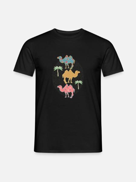 Witzige bunte Kamele - Männer T-Shirt - Schwarz