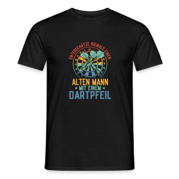Unterschätze niemals einen alten Mann Darts Dartsp - Männer T-Shirt - Schwarz - Vorne - AI Model Male 178 light (178cm)