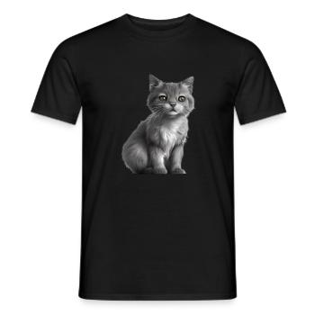 Britisch Kurzhaar Kater Katze Katzenbaby Katzen - Männer T-Shirt - Schwarz - Vorne - AI Model Male 178 light (178cm)