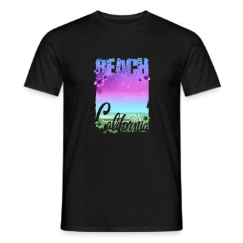 Vintage Flowers beach California retro garden USA - Men's T-Shirt - black - Front - AI Model Male 178 light (178cm)