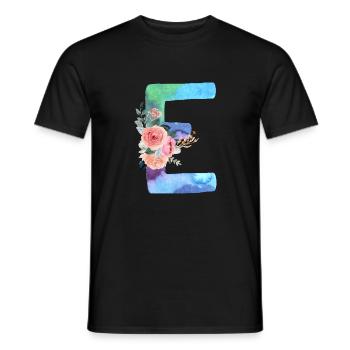 Buchstabe E Aquarell - Männer T-Shirt - Schwarz - Vorne - AI Model Male 178 light (178cm)