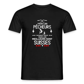 Meilleurs pêcheurs suisses - T-shirt homme - noir - Devant - AI Model Male 178 light (178cm)