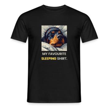 Chemise de nuit officielle motif teckel tête endormie - T-shirt homme - noir - Devant - AI Model Male 178 light (178cm)