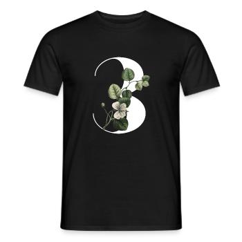 Numéro 3 floral vert -3e anniversaire floral - T-shirt homme - noir - Devant - AI Model Male 178 light (178cm)
