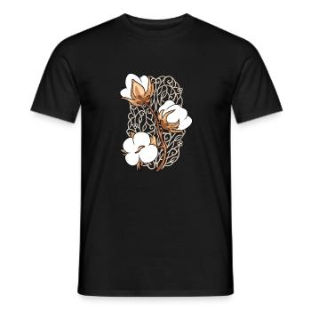 Ornamental element with blooming cotton twig - Men's T-Shirt - black - Front - AI Model Male 178 light (178cm)