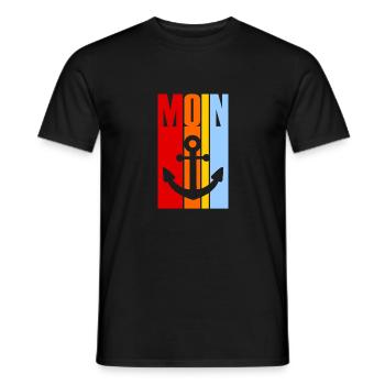 Moin - Guten Morgen - Nordsee - Ostsee - Anker - Männer T-Shirt - Schwarz - Vorne - AI Model Male 178 light (178cm)