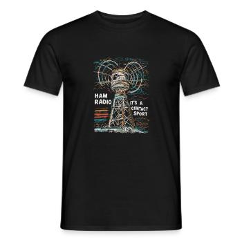 Ham Radio – Contact is everything! - Men's T-Shirt - black - Front - AI Model Male 178 light (178cm)