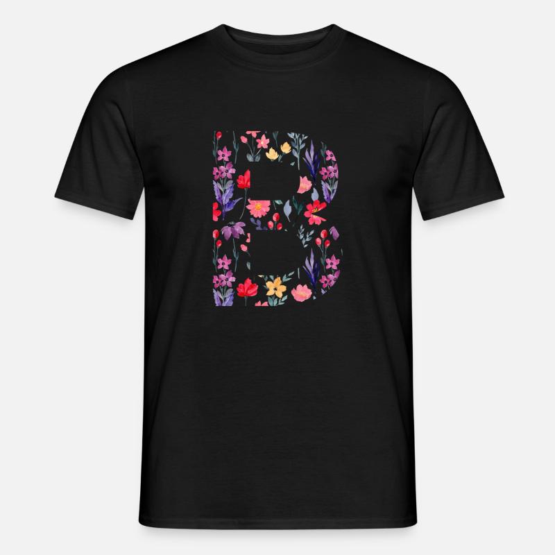 Personalisierter Blumenbuchstabe b - Geschenkidee - Männer T-Shirt - Schwarz