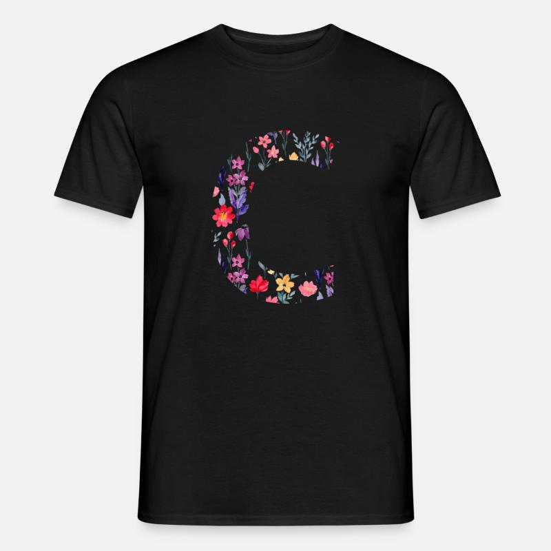 Personalisierter Blumenbuchstabe c - Geschenkidee - Männer T-Shirt - Schwarz